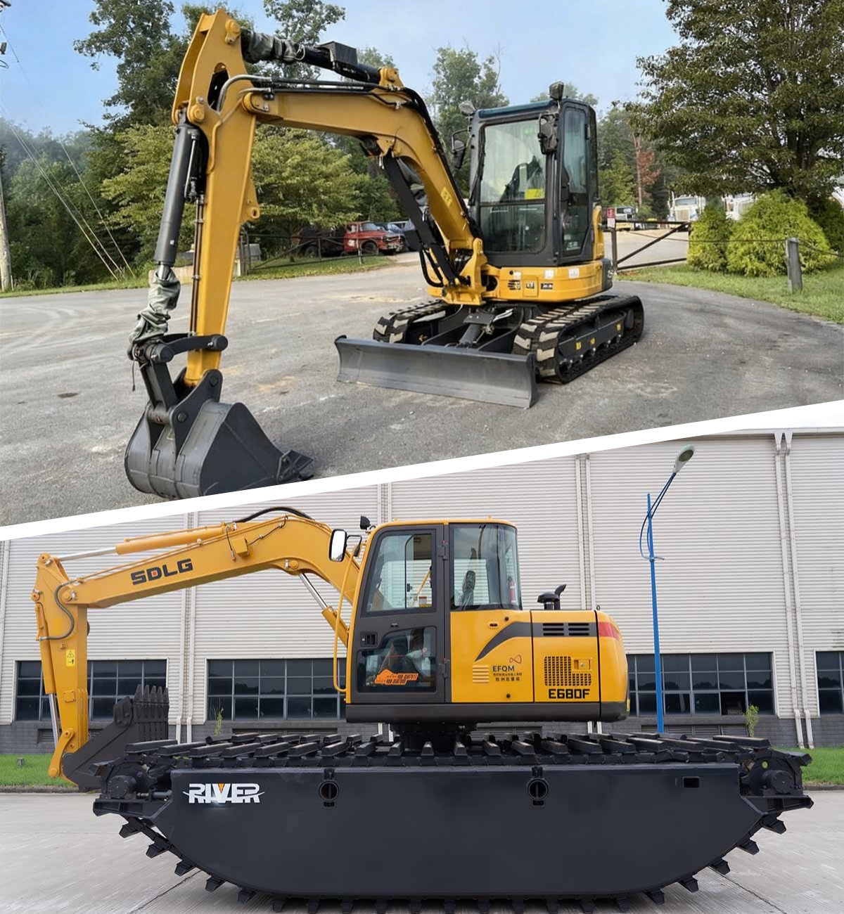 Amphibious Excavator and Ordinary Excavator